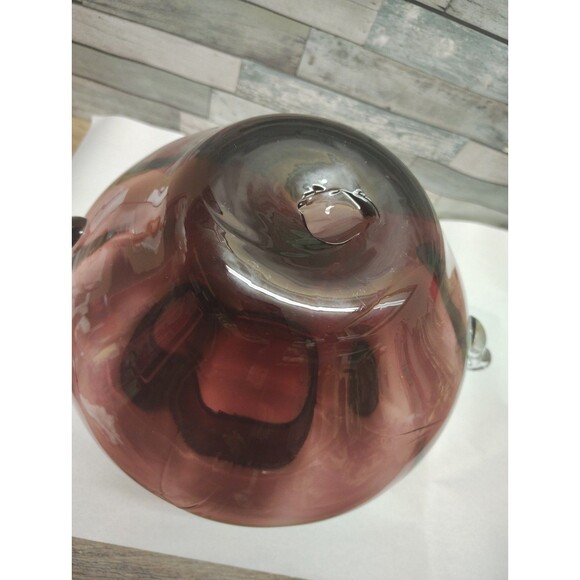 Vintage Blenko Glass 9726 Squatty Optic Vase Scroll Handles Amethyst Label  READ - Picture 8 of 14